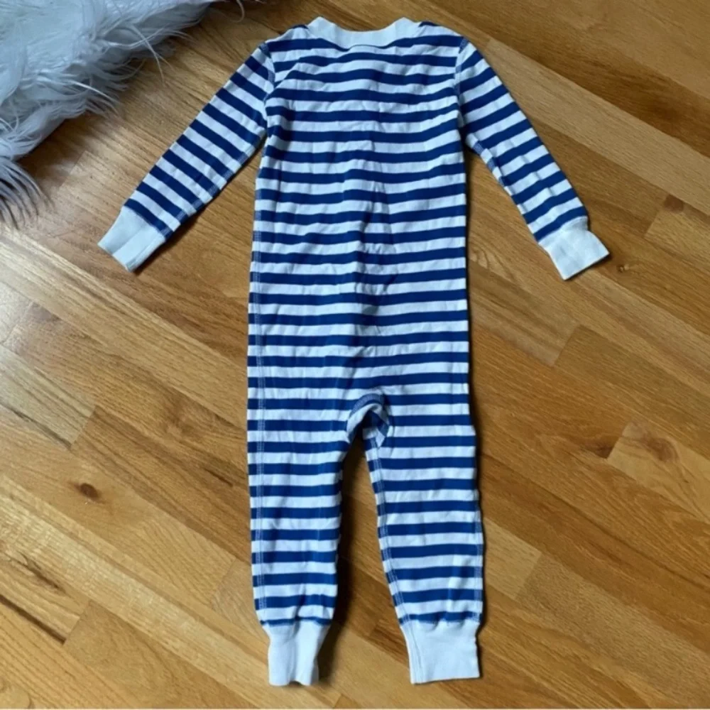Hanna Andersson Jams Sleeper Blue Striped and Animal Print Pajamas Lot of 2